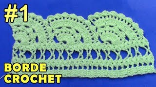 Borde 1 tejido a crochet fácil de hacer en punto abanicos grandes [upl. by Edahs]