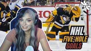 Reacting to FiveHole Goals  NHL  Girl React [upl. by Friedberg412]