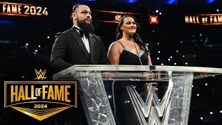 Taylor and Mika Rotunda pay respects to Bray Wyatt 2024 WWE Hall of Fame highlights [upl. by Esinehs]