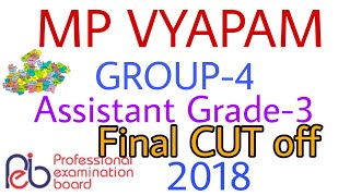 MP VYAPAM Group4 assistant grade3 final Cut off 2018  MP PEB vyapam group4 cut off 2018 [upl. by Goldstein]