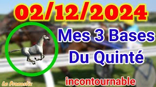 Pronostics PMU Mes 3 bases incontournable LUNDI 02 DECEMBRE 2024 VINCENNES [upl. by Atilamrac]