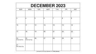 Printable December 2023 Calendar Templates With Holidays  Wiki Calendar [upl. by Maureene]