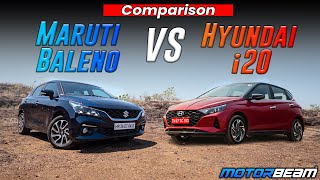 2022 Maruti Baleno vs Hyundai i20 Comparison  Which Premium Hatch To Buy  MotorBeam [upl. by Irollam806]