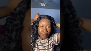 Curly wig install tutorial curlywigcurlyhair wiginstall syntheticwigs [upl. by Stokes]