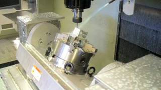 HAAS VF5 4 Axis CNC Swarph Milling with a 5th Axis Trunnion Table [upl. by Karie209]