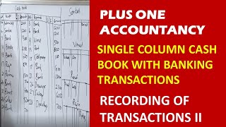 PLUS ONE ACCOUNTANCY  CASH BOOK  SINGLE COLUMN CASH BOOK WITH BANKING TRANSACTIONS  DAY BOOKS [upl. by Noyahs]