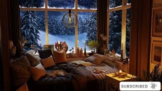 Cozy Winter Space With Fireplace ❄️ Relaxing Jazz Music And Fireplace for Study Relax Work [upl. by Aipotu161]