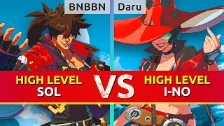 GGST ▰ BNBBN Sol Badguy vs Daru INo Guilty Gear Strive High Level Gameplay [upl. by Eynenihc330]