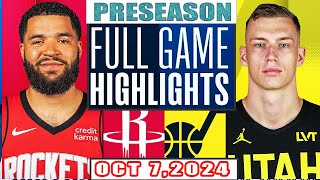 Utah Jazz Vs Houston Rockets Full Game Highlights Oct 72024 NBA Preseason [upl. by Aliemaj387]