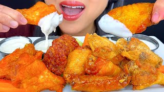 ASMR HOT CHICKEN WINGS DIPPED IN RANCH AND BLEU CHEESE [upl. by Tito]