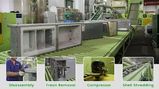 Complete Refrigerators Recycling Plant  Compressor Freon amp Shell Recovery System [upl. by Enaffit]