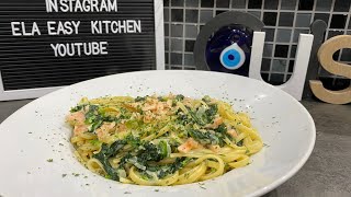 🇫🇷🇧🇪 linguine au saumon  épinards et à la crème 🤤 délicieux et très simple à faire 👌👍 [upl. by Erodeht]