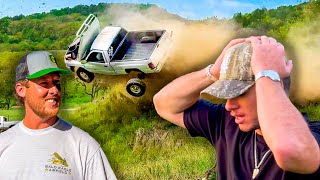 Whistlindiesel Launches Trucks Off A Cliff With Cleetus Mcfarland [upl. by Adalai]