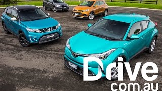 2017 Toyota CHR v Suzuki Vitara v Holden Trax v Honda HRV Comparison [upl. by Aisetal630]