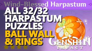 All Harpastum Puzzles Genshin Impact Ball Wall amp Rings  Chests [upl. by Ylac]