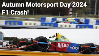 Benetton B190 Formula 1 Demo Ends in Crash at Brooklands Autumn Motorsport Day 2024 [upl. by Eetsud]