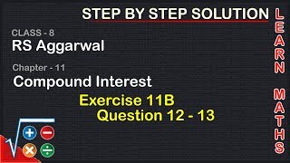 Compound Interest Class 8 Exercise 11B Question 12  13  RS AggarwalLearn maths [upl. by Ahsinek]