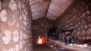 Building Warm and Comfortable Dugout for the Winter  Bushcraft Survival Shelter Cooking DIY Asmr [upl. by Ttennaj]