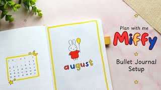 MIFFY themed august bullet journal setup  plan with me  2024 bullet journal setup [upl. by Nirrok956]