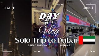 Solo trip to Dubai day 1 Vlog Flying Emirates Airlines ApartHotel Adiago Al Souk Bahar Kanpai [upl. by Mcgraw]