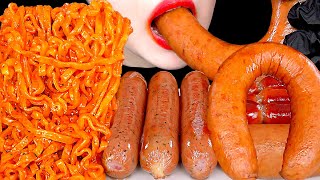 ASMR MUKBANG  SPICY CARBO FIRE NOODLES SAUSAGES 까르보불닭볶음면 킬바사소세지 먹방 EATING SOUNDS 咀嚼音  ZOEY ASMR [upl. by Teufert201]