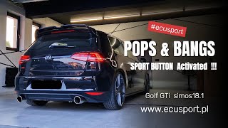 VW Golf 7 GTI 230 CHHA POPS amp BANGS activated by the SPORT BUTTON ECUSPORT [upl. by Kamp824]