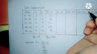 simpangan ratarata ragam dan simpangan baku data berkelompok [upl. by Hortensia772]