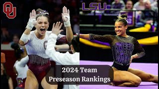 2024 NCAA Gymnastics Team Preseason Rankings [upl. by Etnoek]