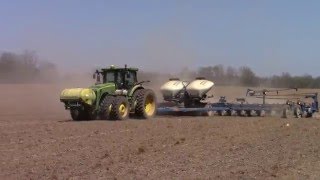 John Deere 8320R with a 24 Kinze Corn Planter [upl. by Aelyak135]