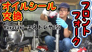 ⭐【エストレヤをレストア】 フロントフォークのシール交換 オーバーホール Kawasaki エストレヤ250 No16 [upl. by Drofyar811]