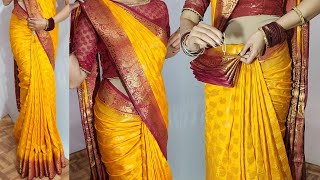 BANARASHI SILK SAREE DRAPING PERFECTLY  DRAPING TUTORIAL FOR BEGINNERS STEP BY STEP [upl. by Eanod243]