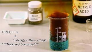 Measuring the copper content of Brass Dissolving copper with nitric acid HD [upl. by Ifen]