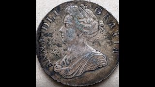 1707 GBritain Anne Crown 1707年 イギリス アン女王 クラウン 銀貨 [upl. by Dorcia]