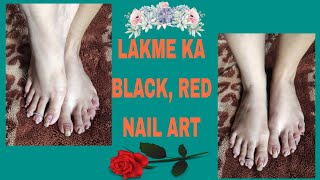 LAKME KA BLACK RED NAIL ART  FAMOUSS PRINKSS [upl. by Roscoe]