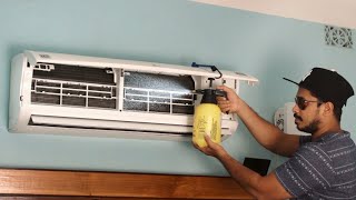 How to Clean an Air Conditioner  Servicing AC at Home Without removing front cover of indoor unit [upl. by Laval]