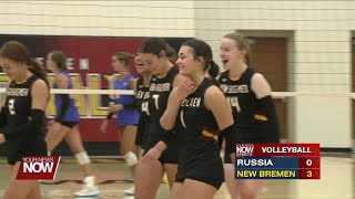 HS Volleyball New Bremen Coldwater and Wayne Trace Dominates with ThreeSet Victories [upl. by Nibram]