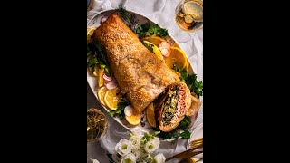 Spanakopita Salmon Wellington shorts [upl. by Olnton]