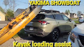 Yakima showboat kayak vehicle loading assist  Rooftopping my Sportsman PDL 120 [upl. by Petes]