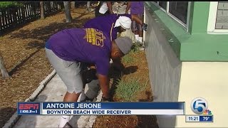 Boynton Beach football team helps beautify community care center [upl. by Eimmis]