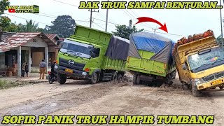 Situasi Berubah Tegang  Melihat Truk Nyaris Tumbang Sopir Hino Bekerja Keras Bantu Truk Sawit [upl. by Emaj]