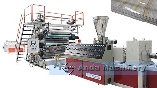 PVC marble sheet extrusion machine with three calender cooling [upl. by Enortna]