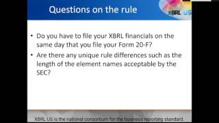 SEC amp IFRS Taxonomy Implications for FPIs XBRL Providers amp Data Users session II [upl. by Ken]