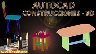 1  Mesa  Silla  Taburete Construcciones en 3D [upl. by Jonis536]