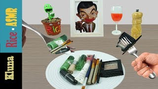 Kluna Tik eating Real MAKEUP for Mr Bean  Kluna Tik Style Dinner 40  ASMR eating sounds no talk [upl. by Milicent]