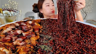 ASMR 꾸덕꾸덕 촉촉한 짜장라면 대창마라샹궈 리얼먹방  Black bean noodles Malaxianguo a large intestine MUKBANG [upl. by Jahdai432]