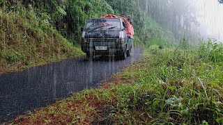 Walking along the roads of hilly villages during heavy rain rainstorms in villages rain walking [upl. by Anreval365]