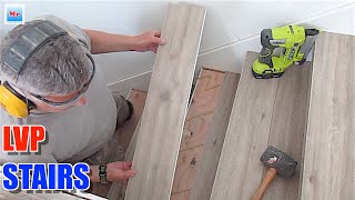 Avoid These LVP Stairs Installation Mistakes Flat Square Nosing Tips [upl. by Ahsataj]