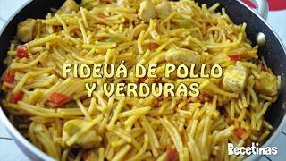 Receta de Fideuá de pollo y verdura [upl. by Aniraz]