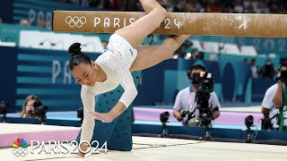 Suni Lee fights through adversity on beam routine at Paris Olympics  NBC Sports [upl. by Frederico316]