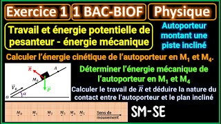 Travail et énergie potentielle de pesanteur  Exercice 1  Autoporteur montant une piste incliné [upl. by Natsyrk672]